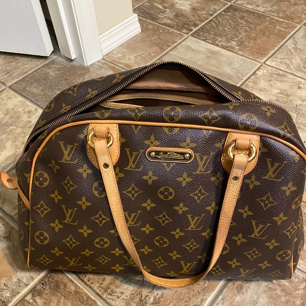 Louis Vuitton Brown Monogram Canvas Shoulder Bag with Natural Vachetta Trim